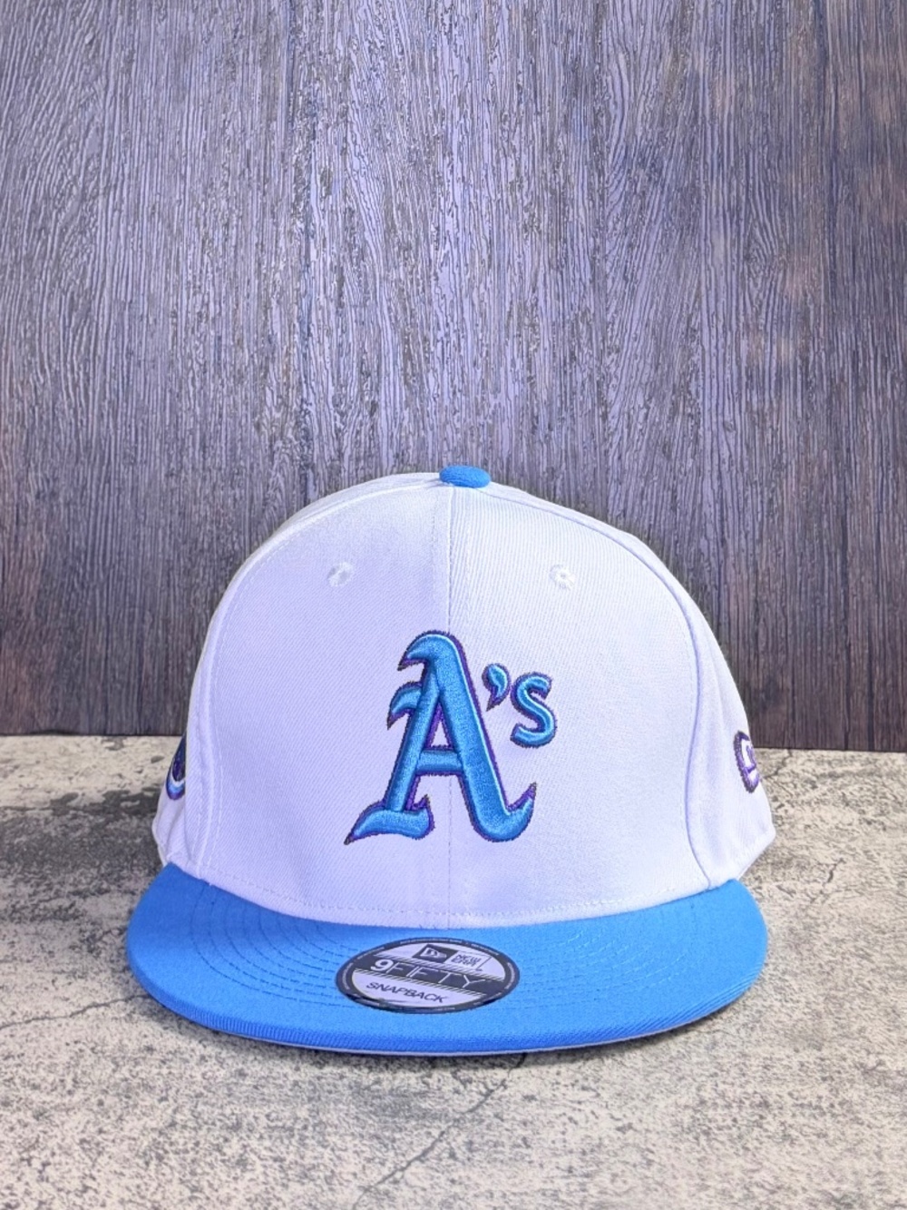 New Era 9FIFTY Oakland Athletics White Blue Purple Snapback Hat OSFA 1972 World